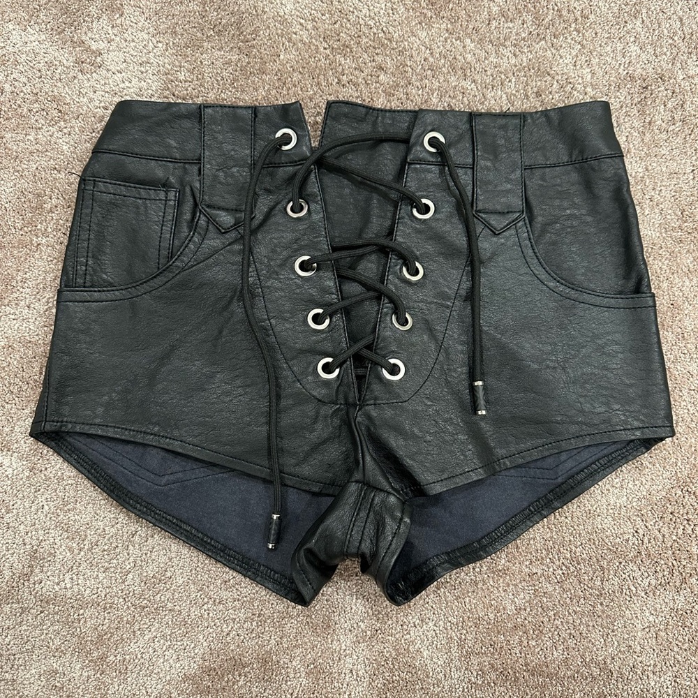 Lioness Lace Up Leather shorts